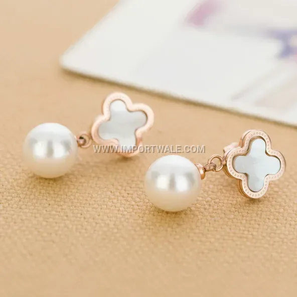 Minimalist Shell Inlay Stainless Steel Stud Earrings