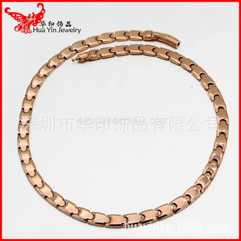Premium Minimalist Pure Titanium Magnetic Link Couple Necklace
