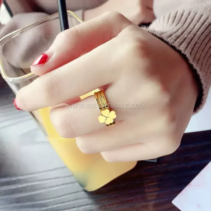 Rose Gold Plated Titanium Steel Stackable Clover Ring Set