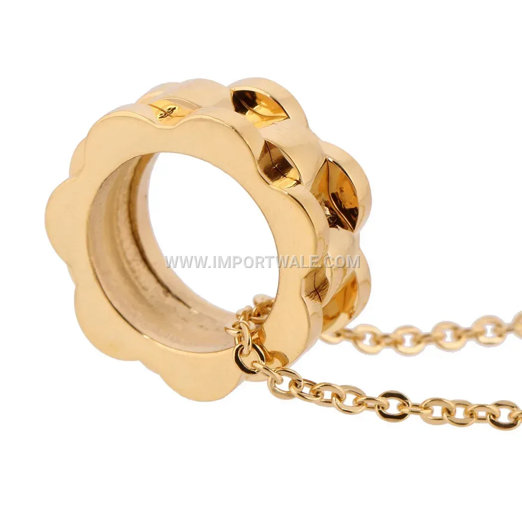 Gold Plated Stainless Steel Gear Pendant Clavicle Necklace