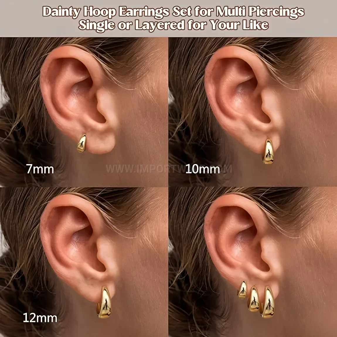 Bold Teardrop Gold Plated Stainless Steel Hoop Earrings Set