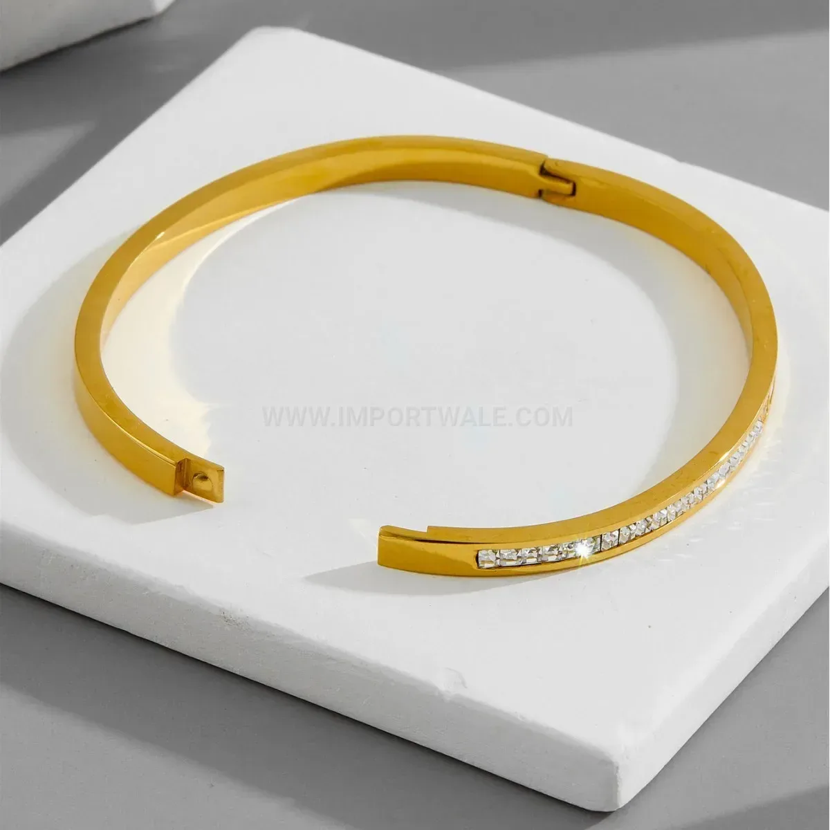 Mother of Pearl Rhinestone Titanium Steel Bangle
