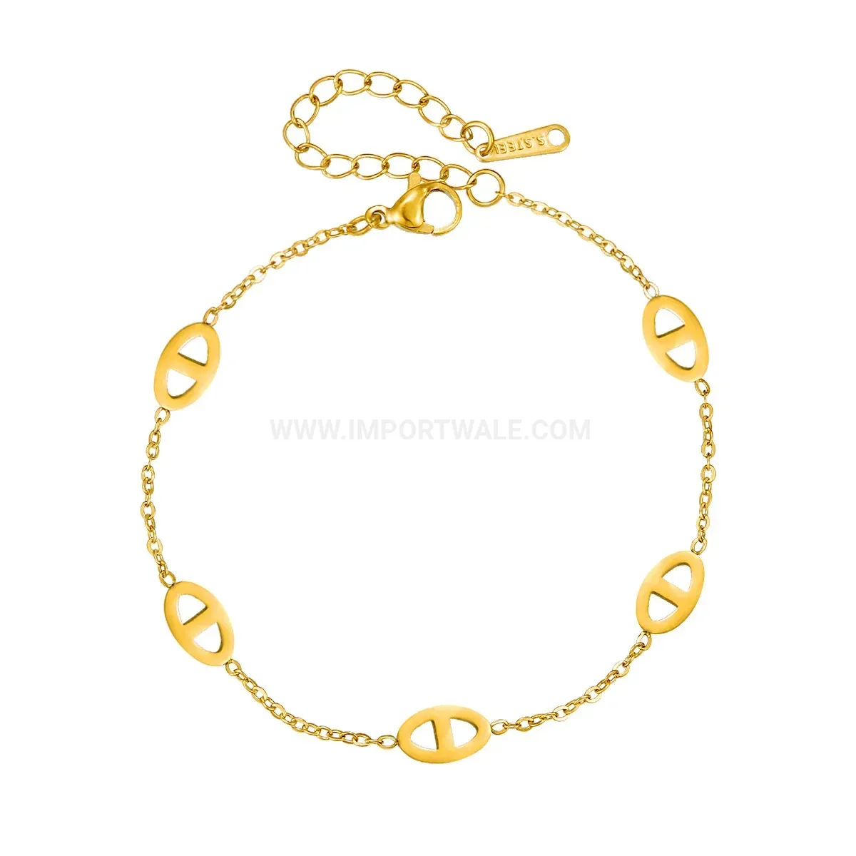 Fashion Gold Plated Stainless Steel Pig Nose Chain Jewelry Set