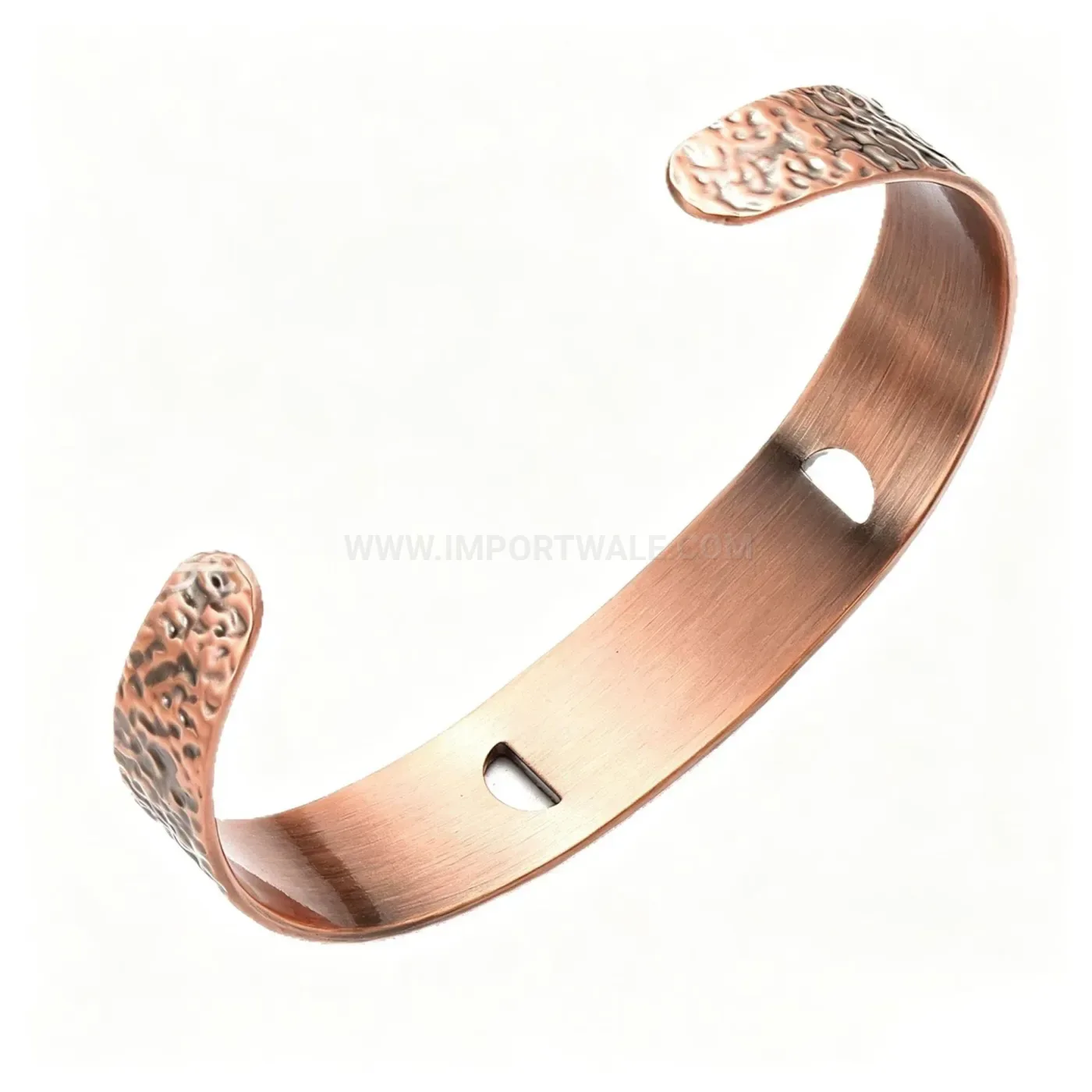 Hammered Vintage Pure Copper Cuff Bracelet with Black Agate