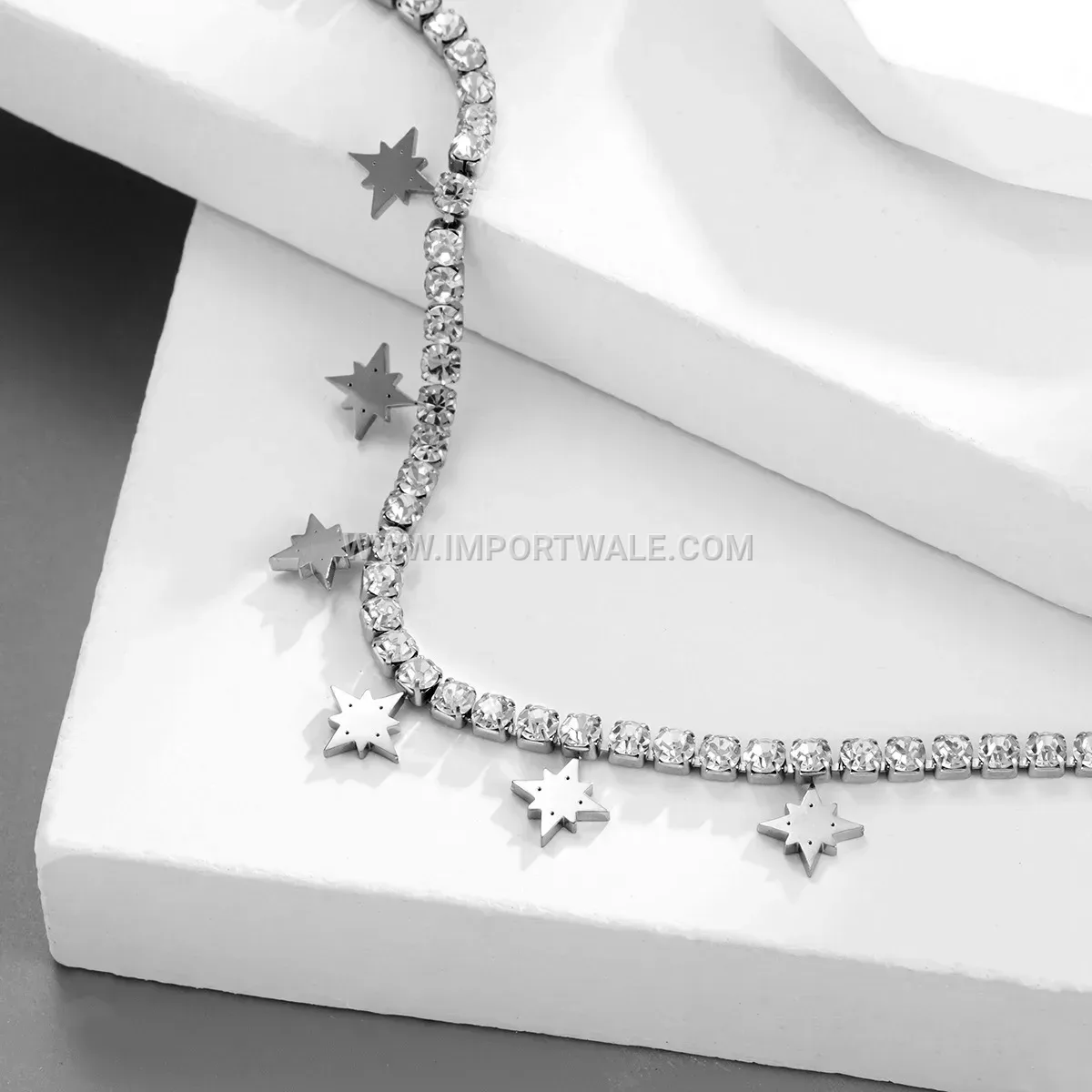 Bold Geometric Titanium Steel Starburst Pendant Anklet