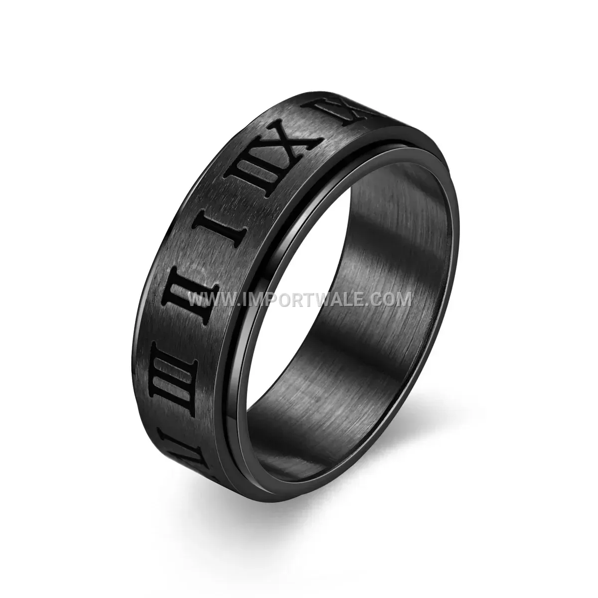 Spinning Roman Numeral Stainless Steel Ring