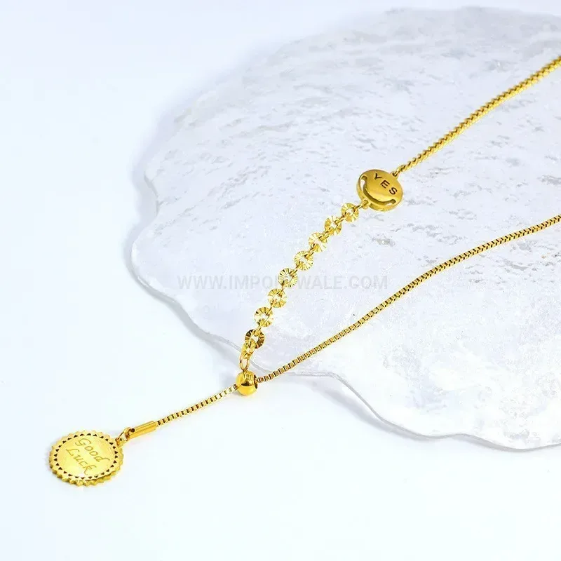 Smiling Sunflower Pendant Stainless Steel Ball Chain Necklace