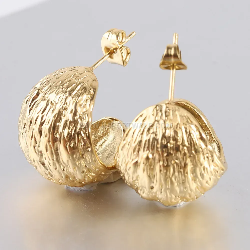 Cast Stainless Steel U Shape Geometric Stud Earrings