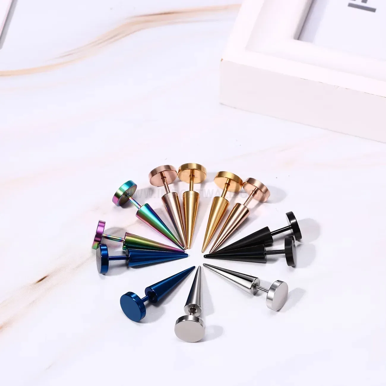 Designer Punk Style Stainless Steel Spiked Stud Piercing Earrings