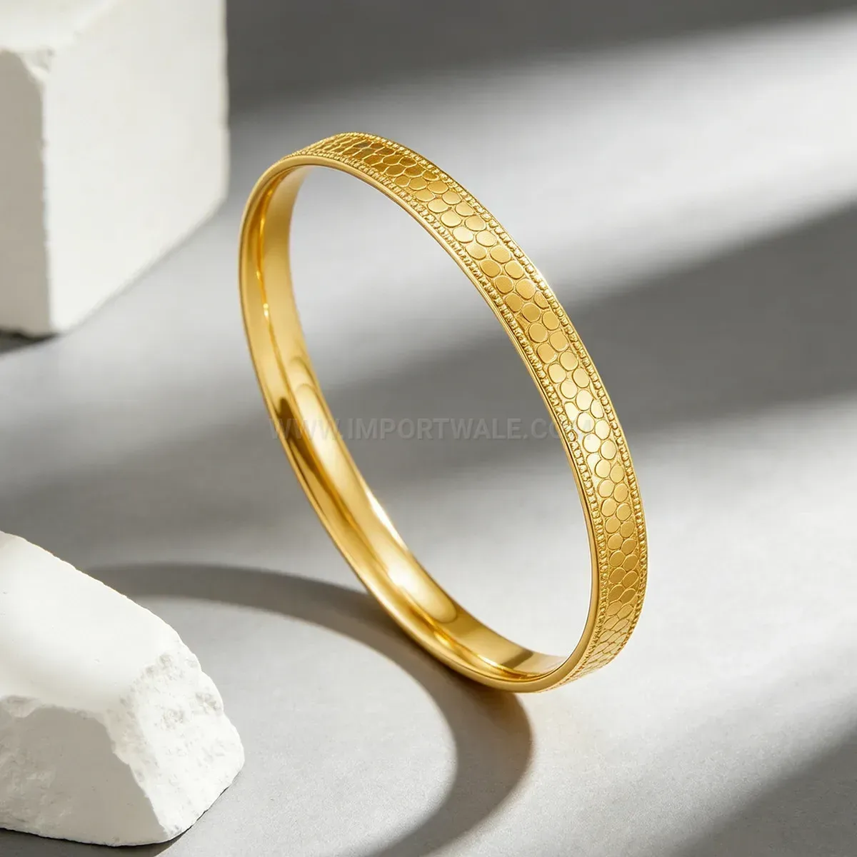 Stylish Gold Plated Stainless Steel Dragon Scale Bangle Bracelet