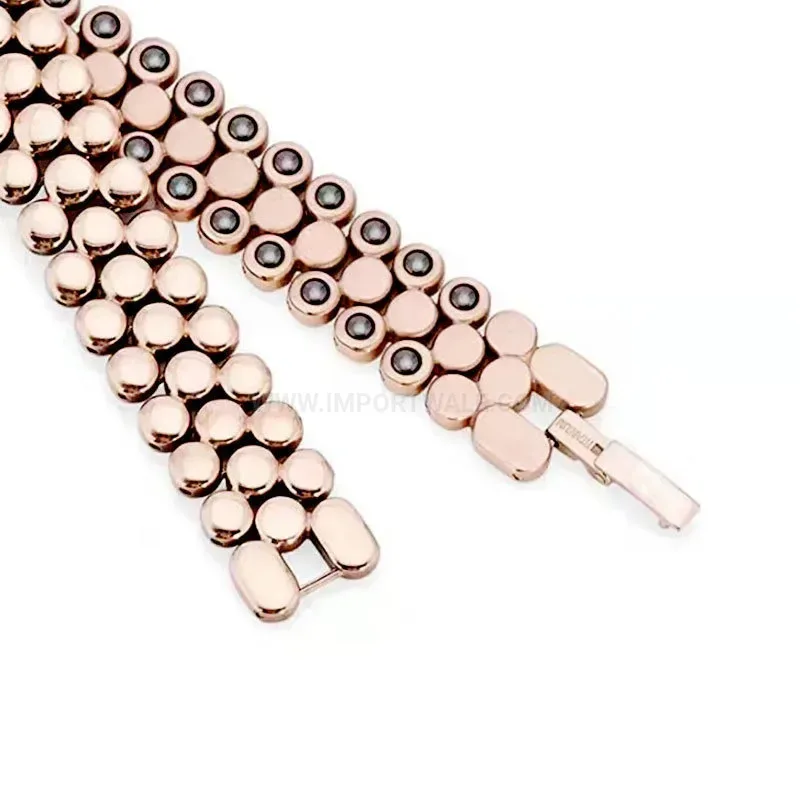 Elegant Pure Titanium Silver Double-Row Bio Magnetic Beaded Bracelet