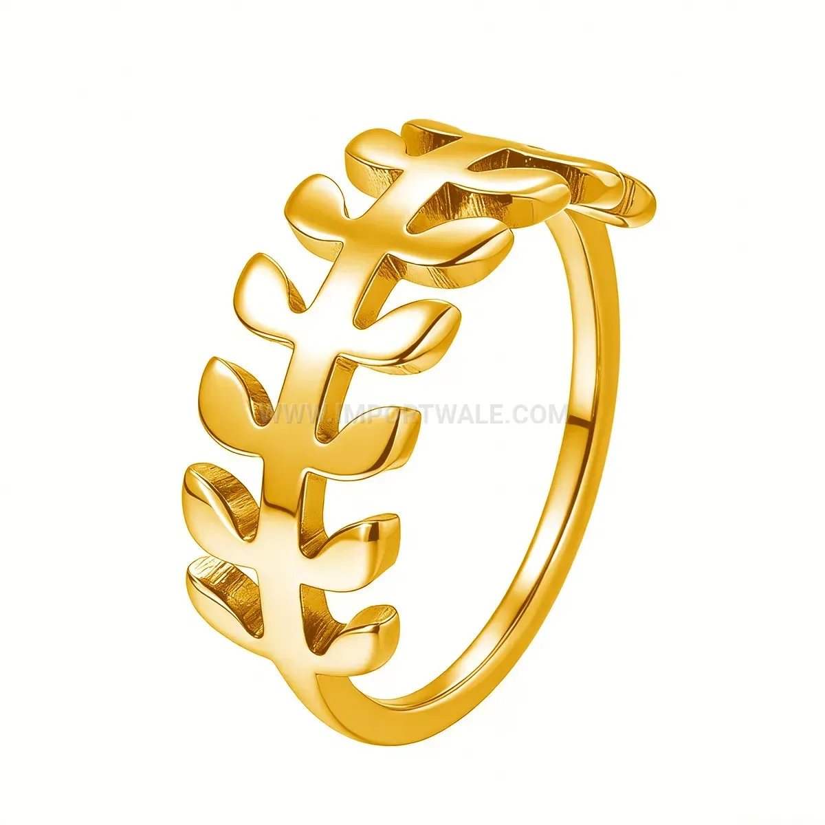 Cutout Olive Branch Stainless Steel Geometric Ring