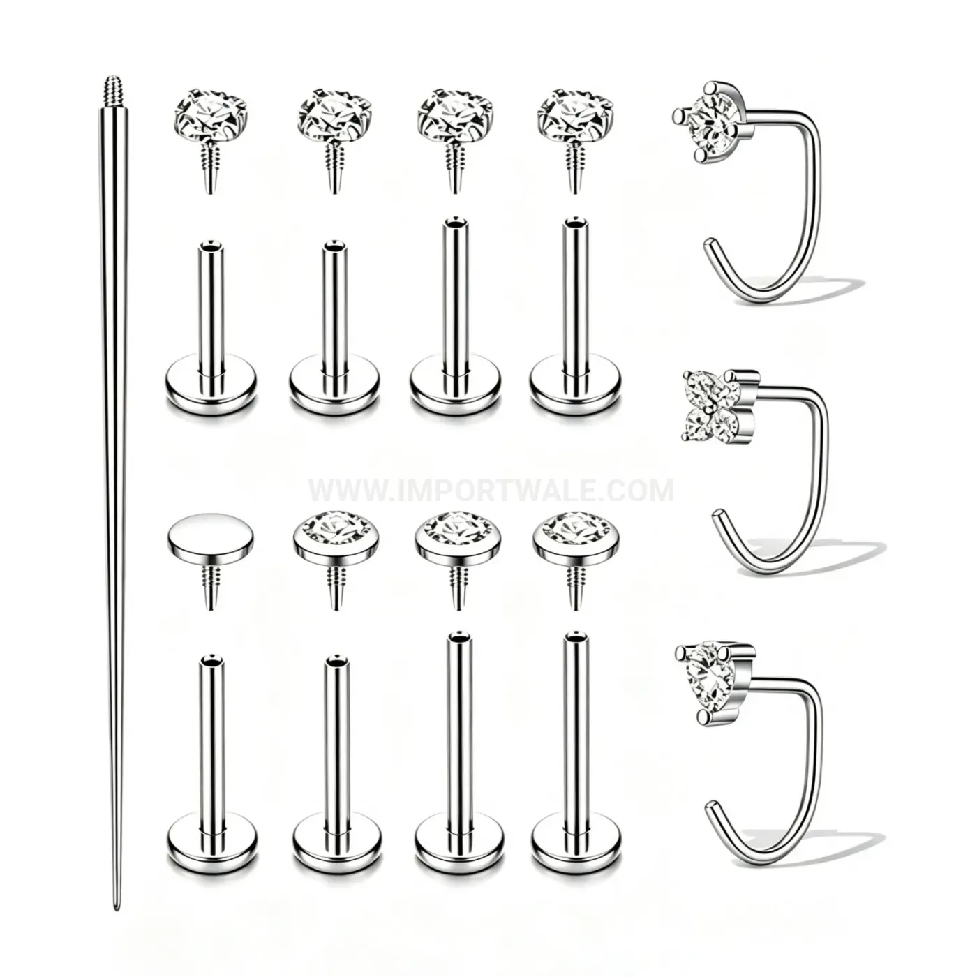 Classic Internally Threaded Flat Back Stainless Steel Body Piercing Set
