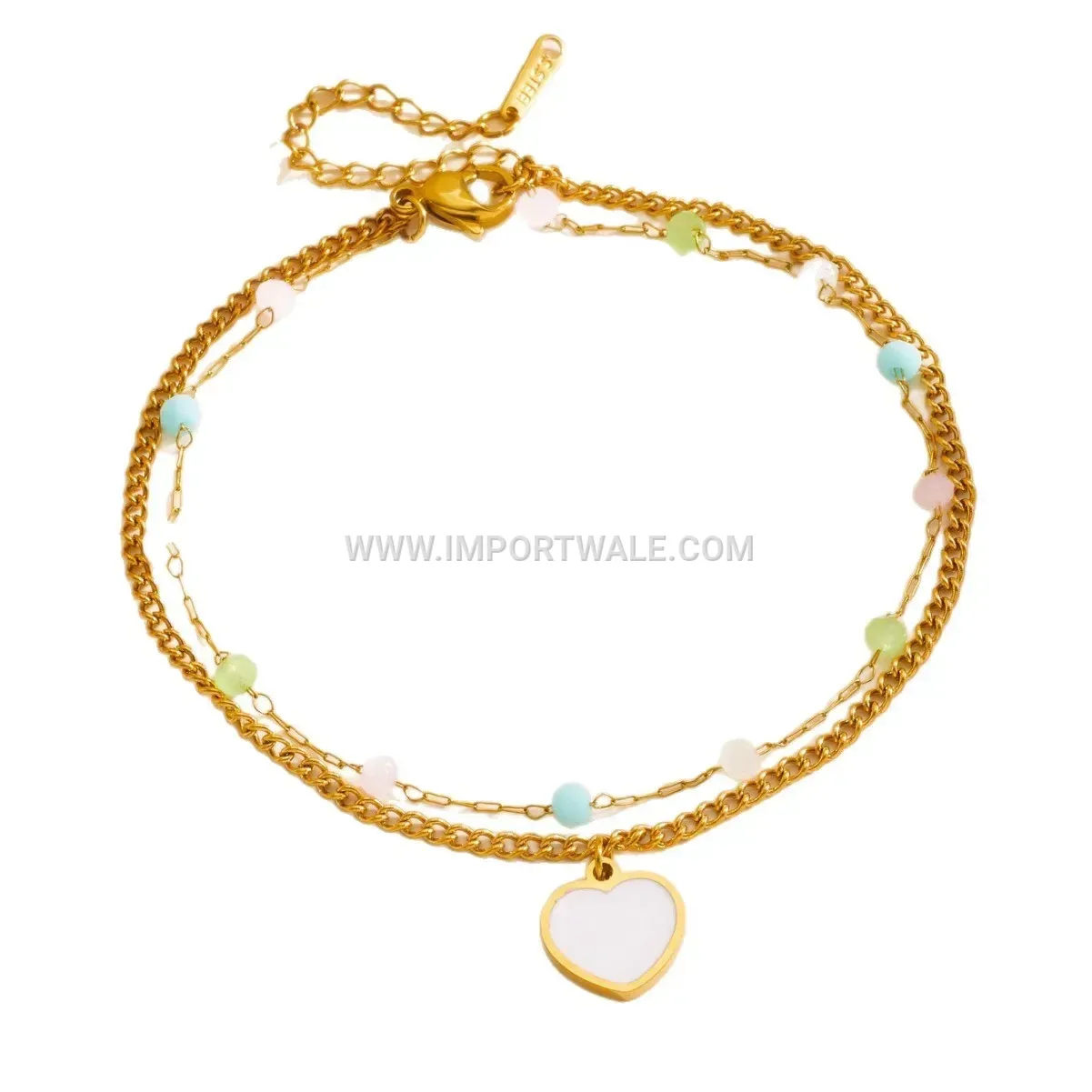 Bohemian Gold Stainless Steel Colorful Bead Anklet