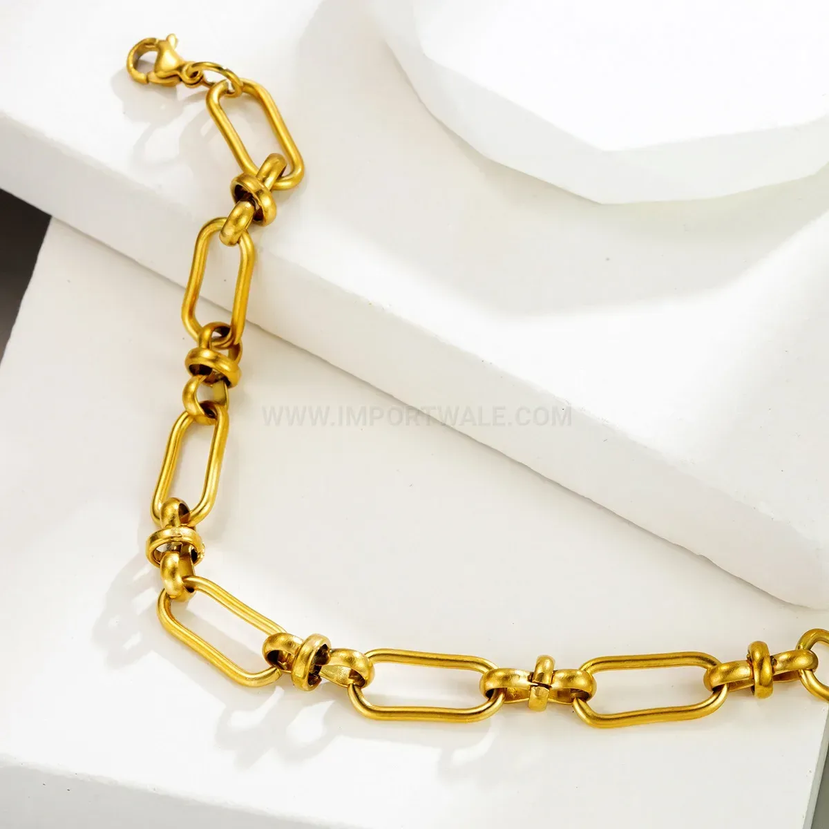 Gold Plated Stainless Steel Paperclip Link Bracelet