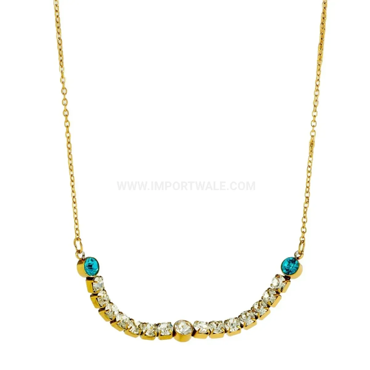 Premium Gold Plated Stainless Steel Rhinestone Chain Link Necklace