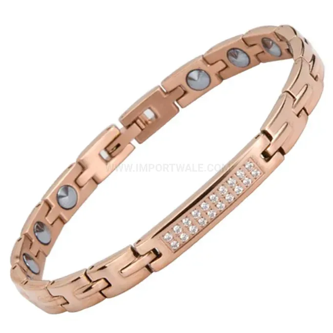 Modern Titanium Steel Zircon Embedded Bio Magnetic Jewelry Set