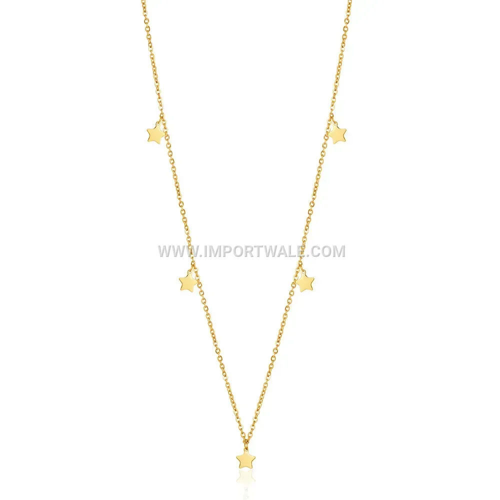 Gold Plated Stainless Steel Star Pendant Choker Necklace