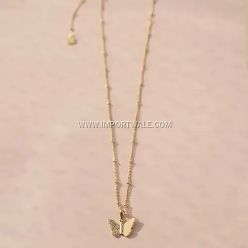 18K Gold Plated Stainless Steel Arabic Calligraphy Butterfly Necklace