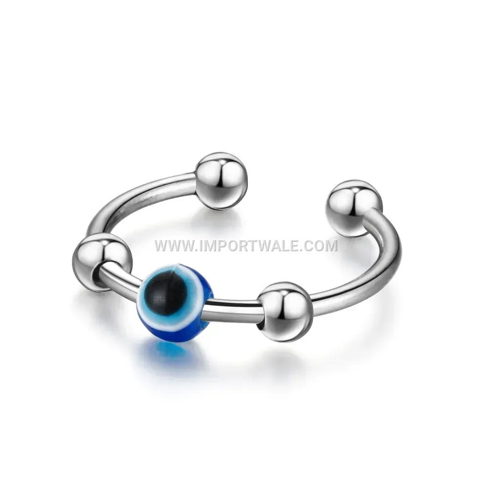 Adjustable Evil Eye Stainless Steel Spinner Ring