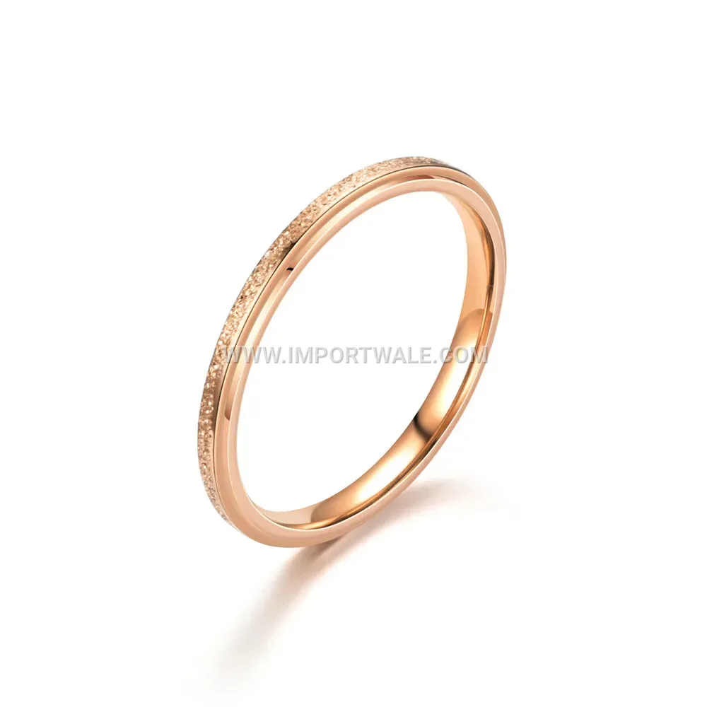 Slender Matte Sandblasted Stainless Steel Stacking Ring