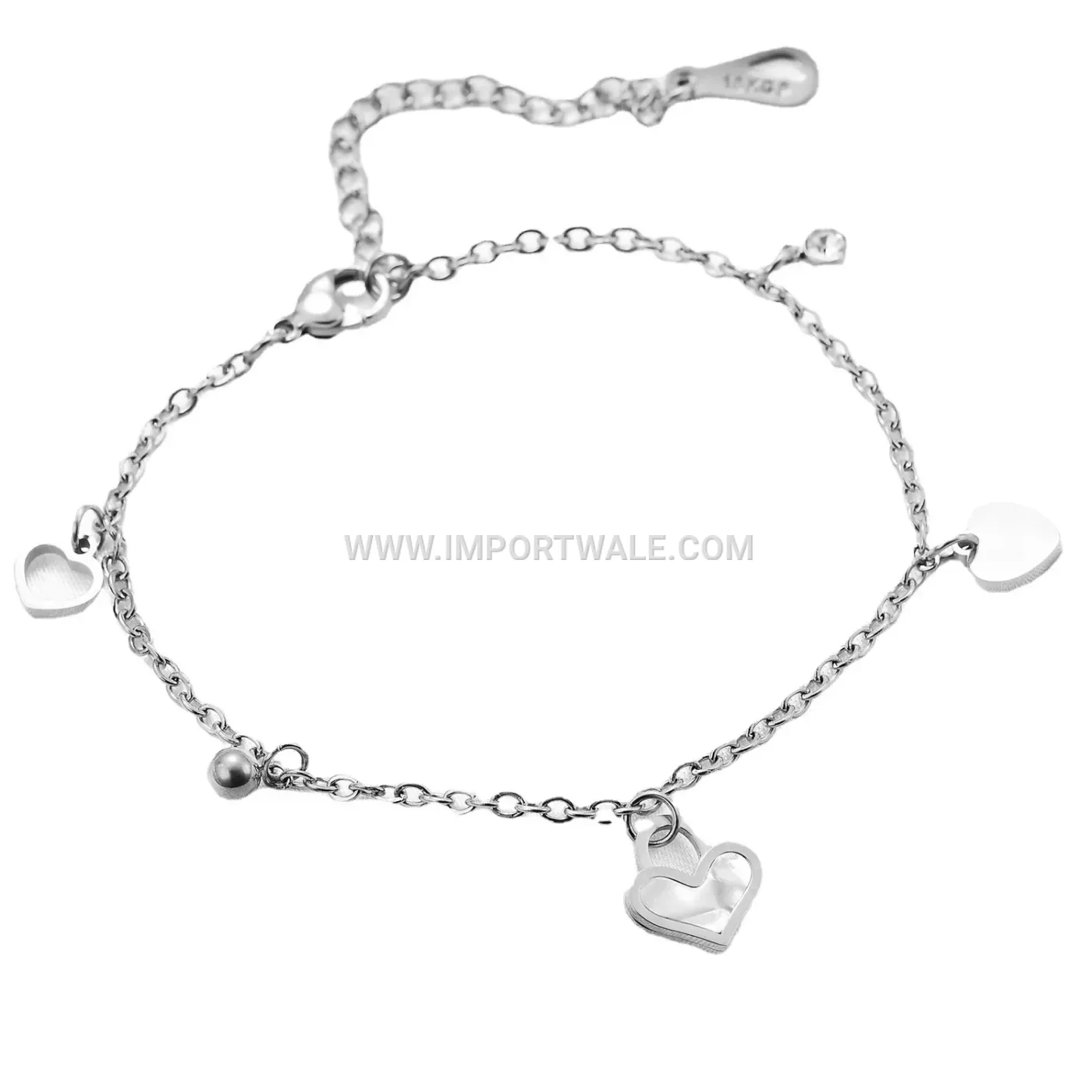 Hollow Shell Heart Pendant Stainless Steel Bracelet
