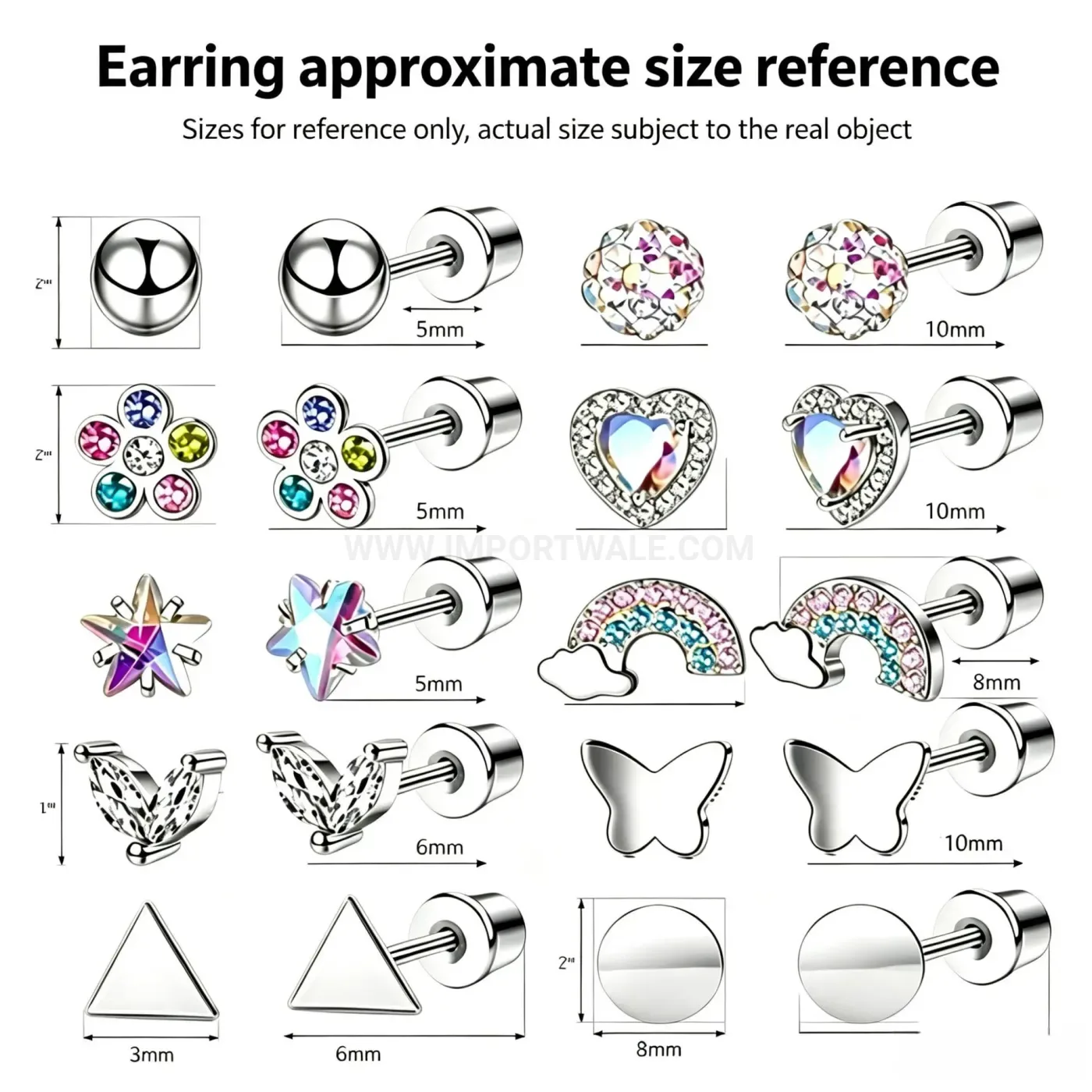 Bold Iridescent Zircon Geometric Threaded Stainless Steel Piercing Stud