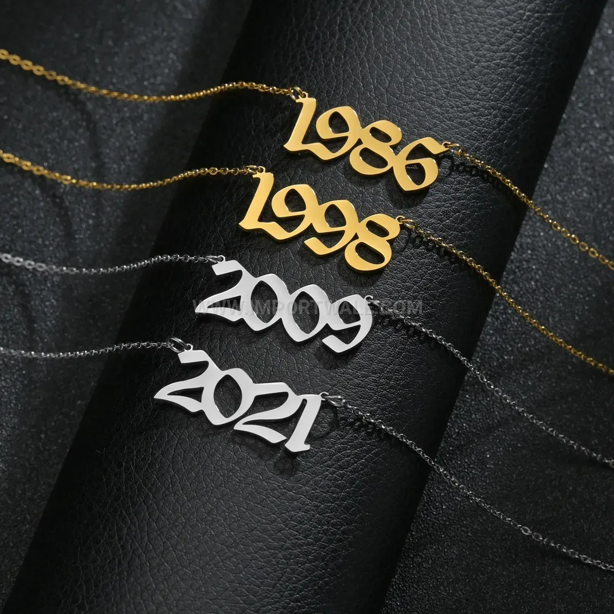 Customizable Stainless Steel Birth Year Number Pendant Necklace