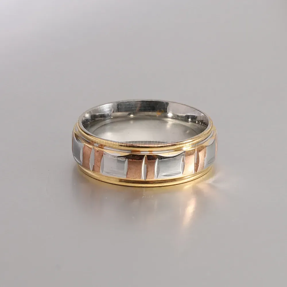 Chic Two-Tone Two-Piece Minimalist Stainless Steel Band Ring