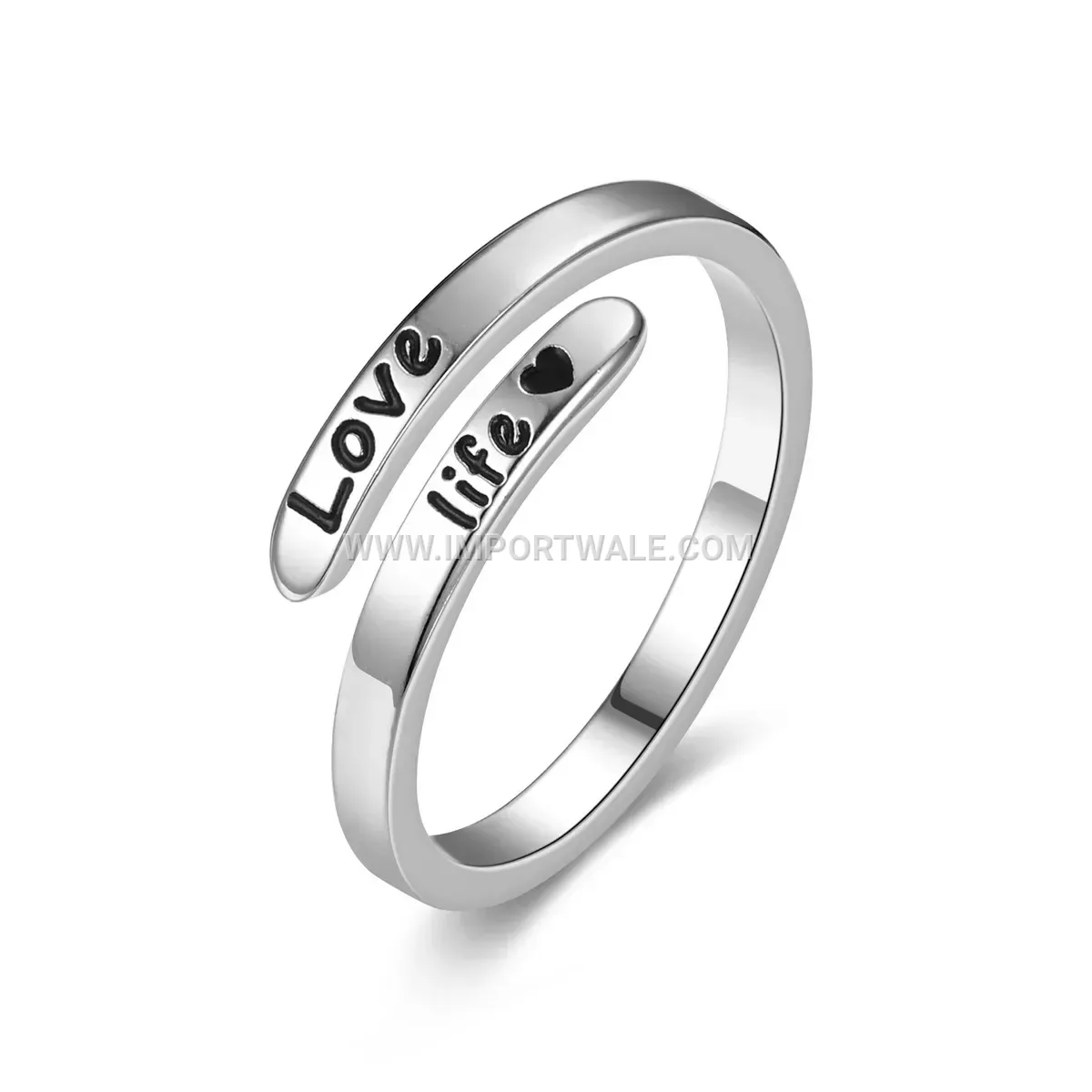 Engraved Open Adjustable Stainless Steel Ring
