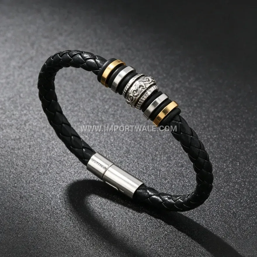 Handcrafted Multi-Layer Braided Leather Bracelet with Alloy Clasp