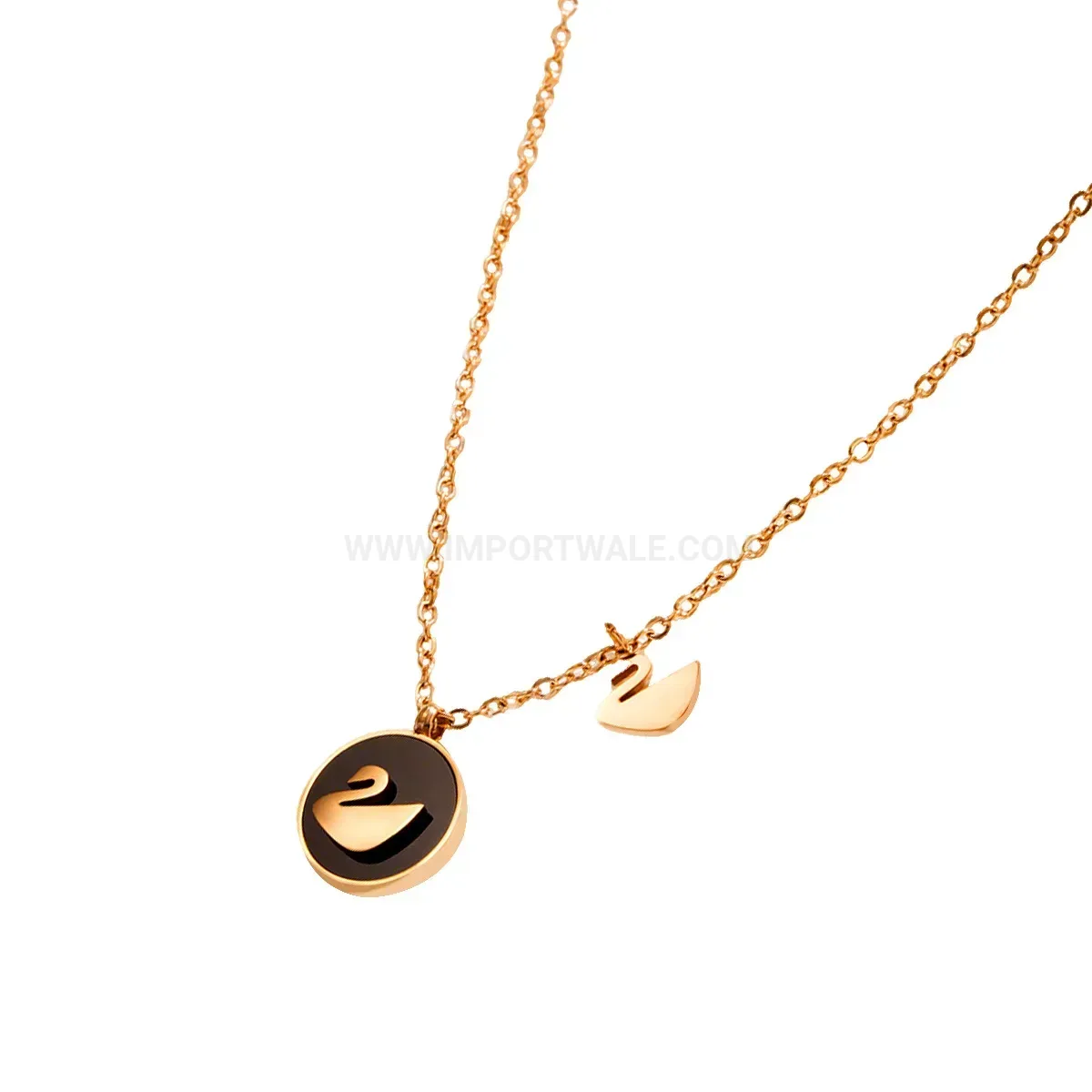 Double Sided Enamel Pendant Titanium Steel Necklace