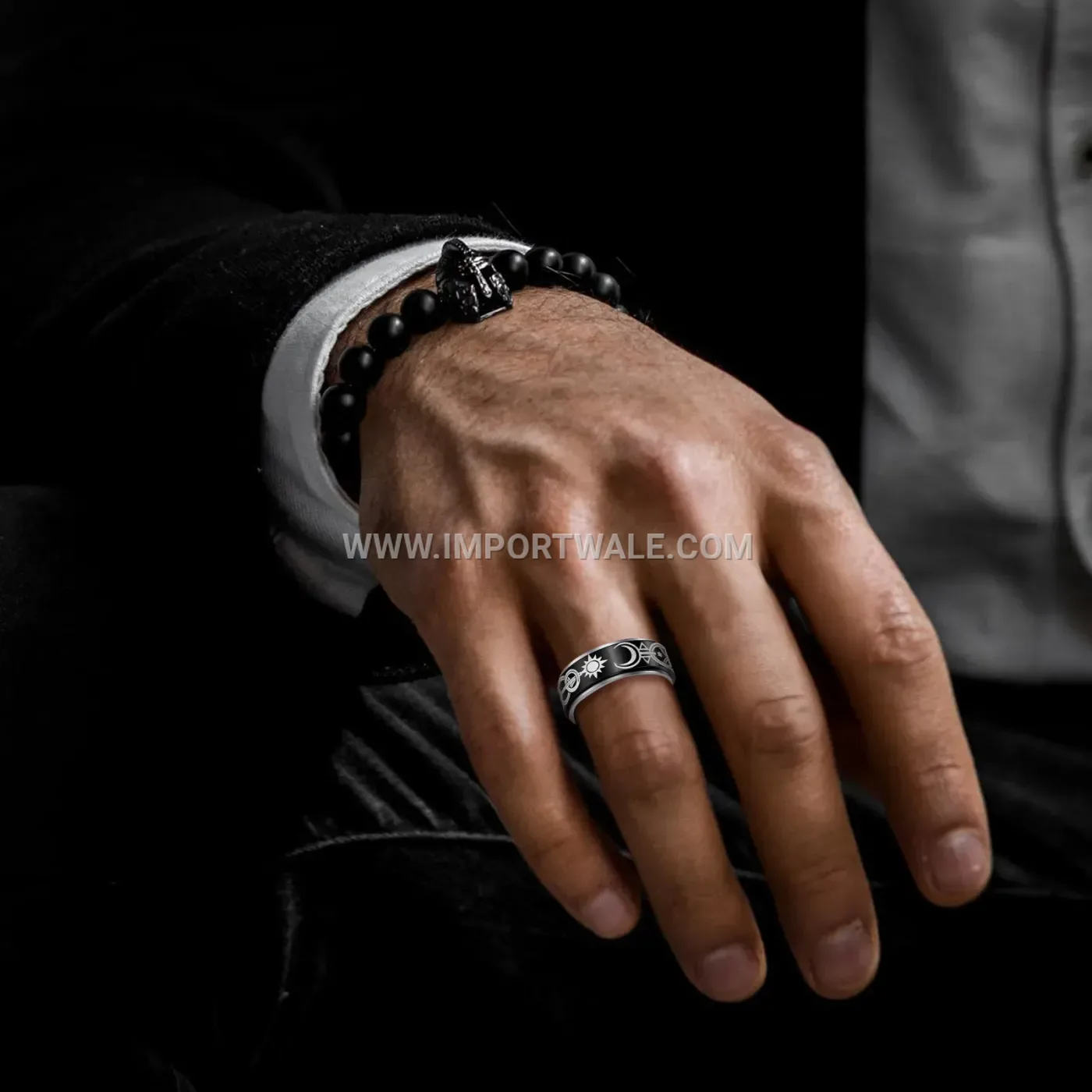Spinner Stainless Steel Celestial Chain Fidget Ring