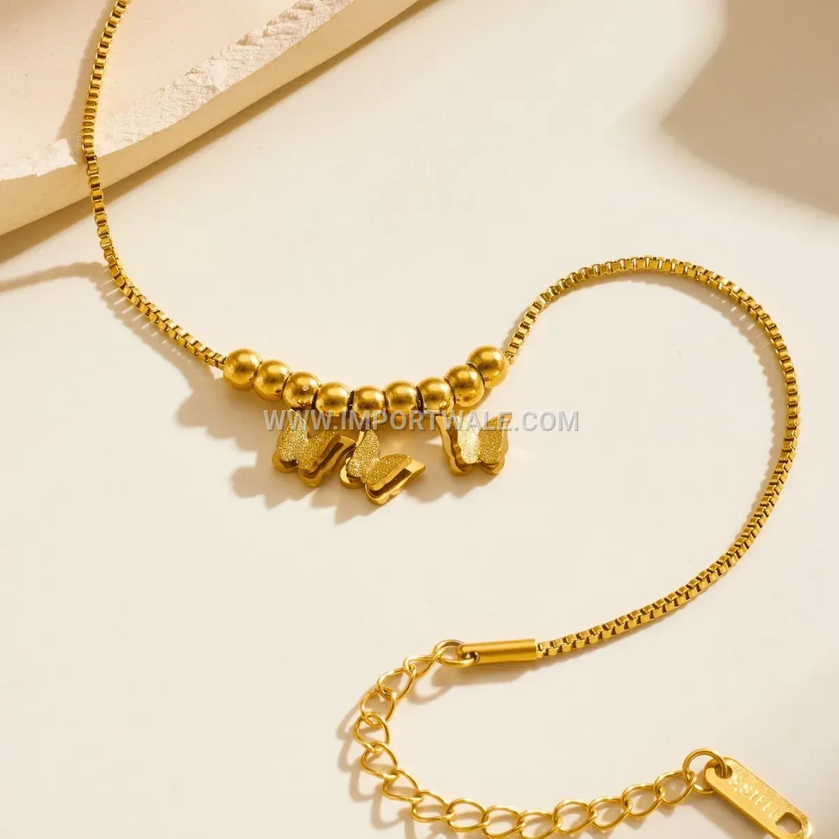 Elegance Gold Stainless Steel Butterfly Premium Anklet Anti Tarnish
