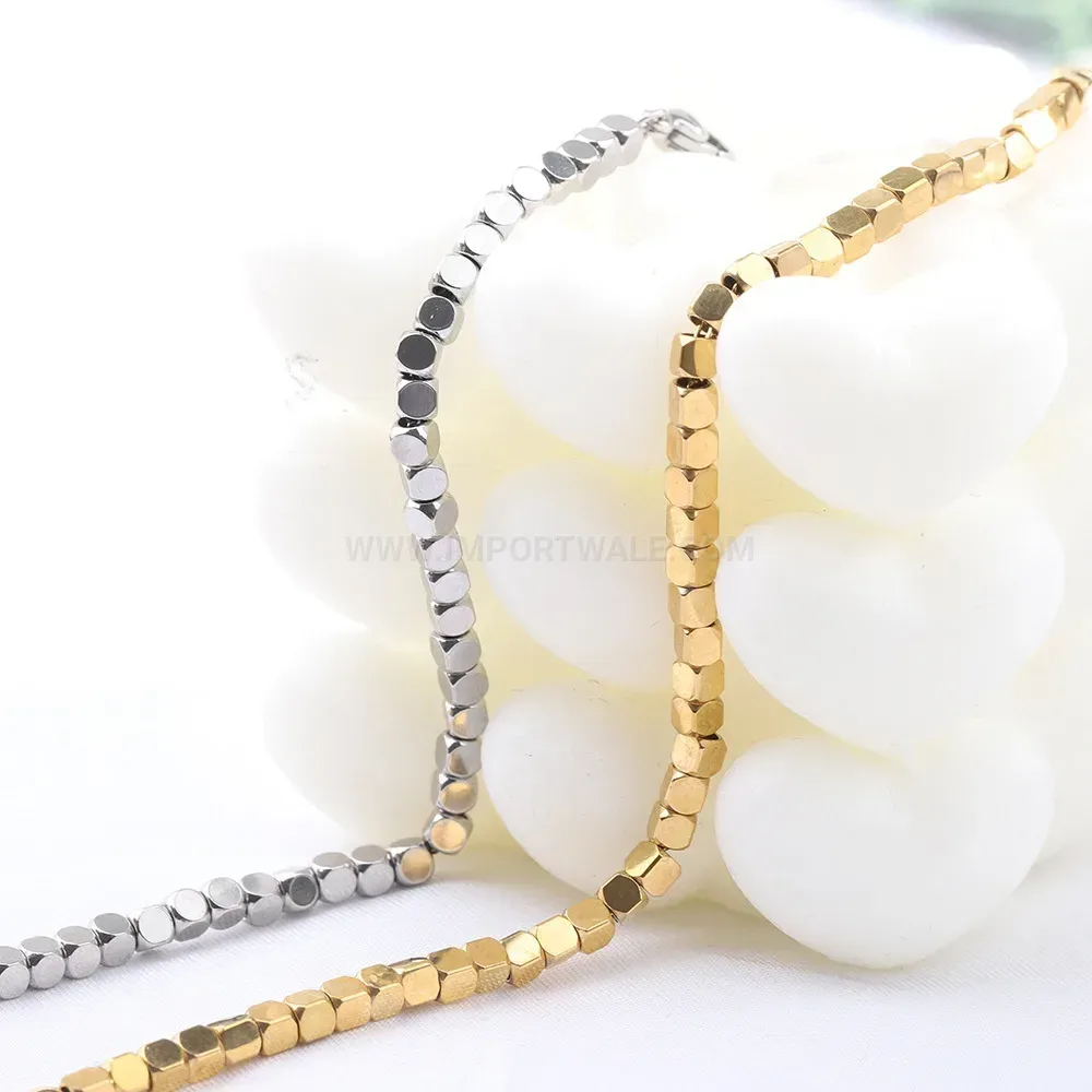 Polished Square Link Stainless Steel Chain Bracelet