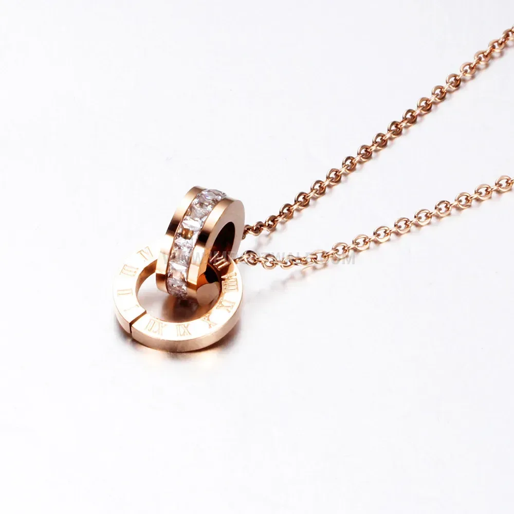 Elegant Roman Numeral Disc Stainless Steel Multi Layer Necklace