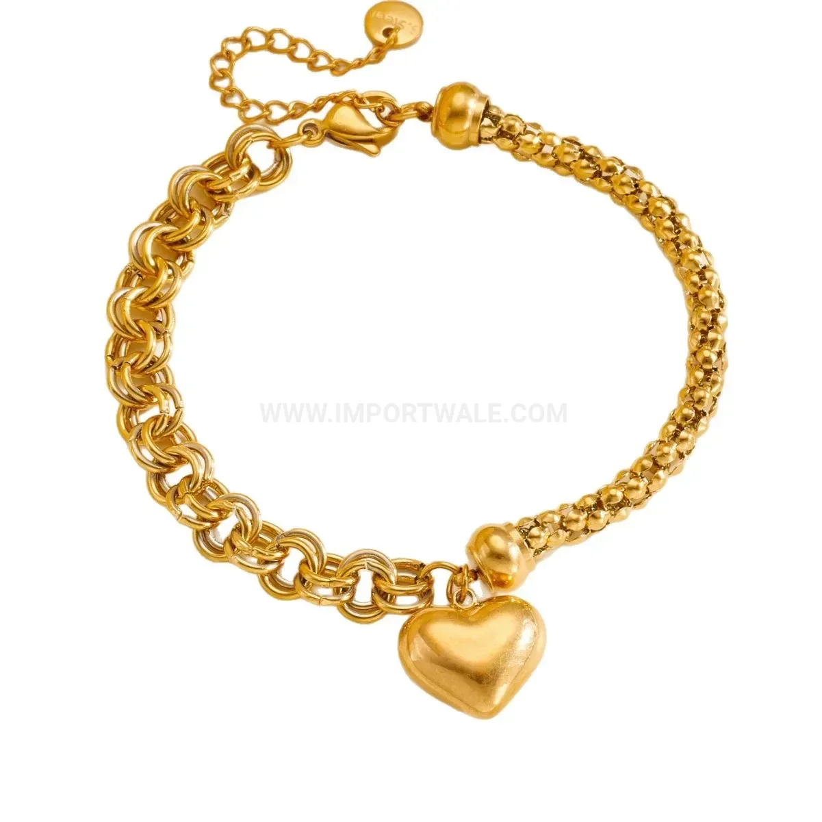 Stylish Double Layer Stainless Steel Heart Bracelet