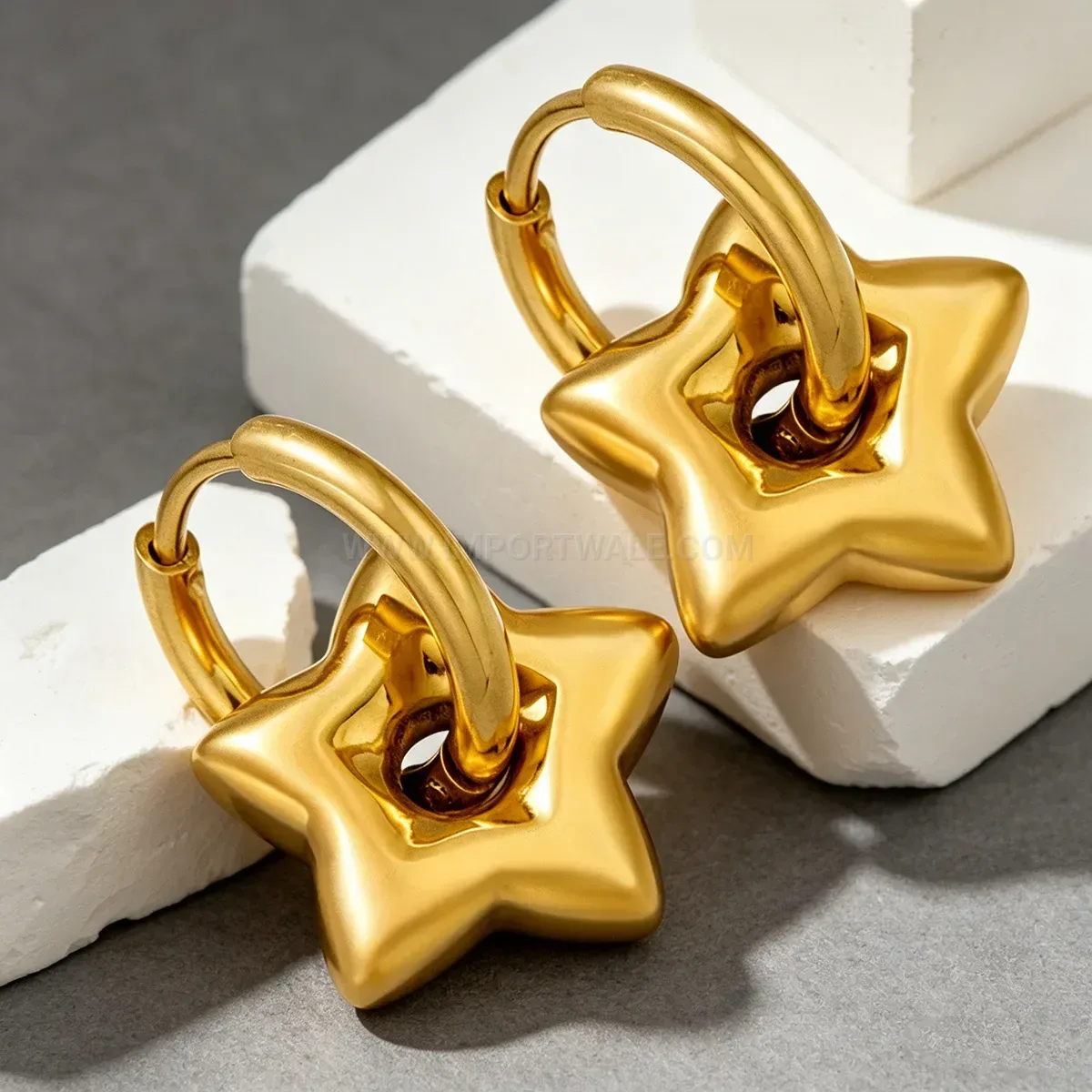 Star Pattern Stainless Steel Hoop Earrings