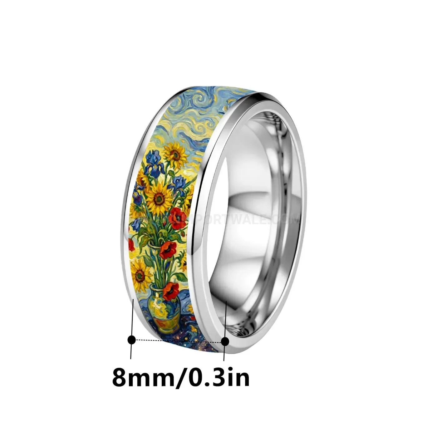 Vintage Patterned Stainless Steel Celestial Graphic Ring