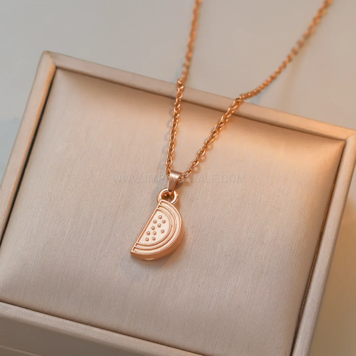Designer Gold Plated Stainless Steel Watermelon Slice Pendant Chain Necklace