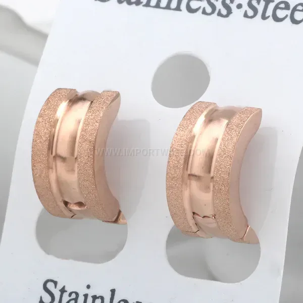 Premium Frosted Rose Gold Stainless Steel Huggie Hoop Earrings