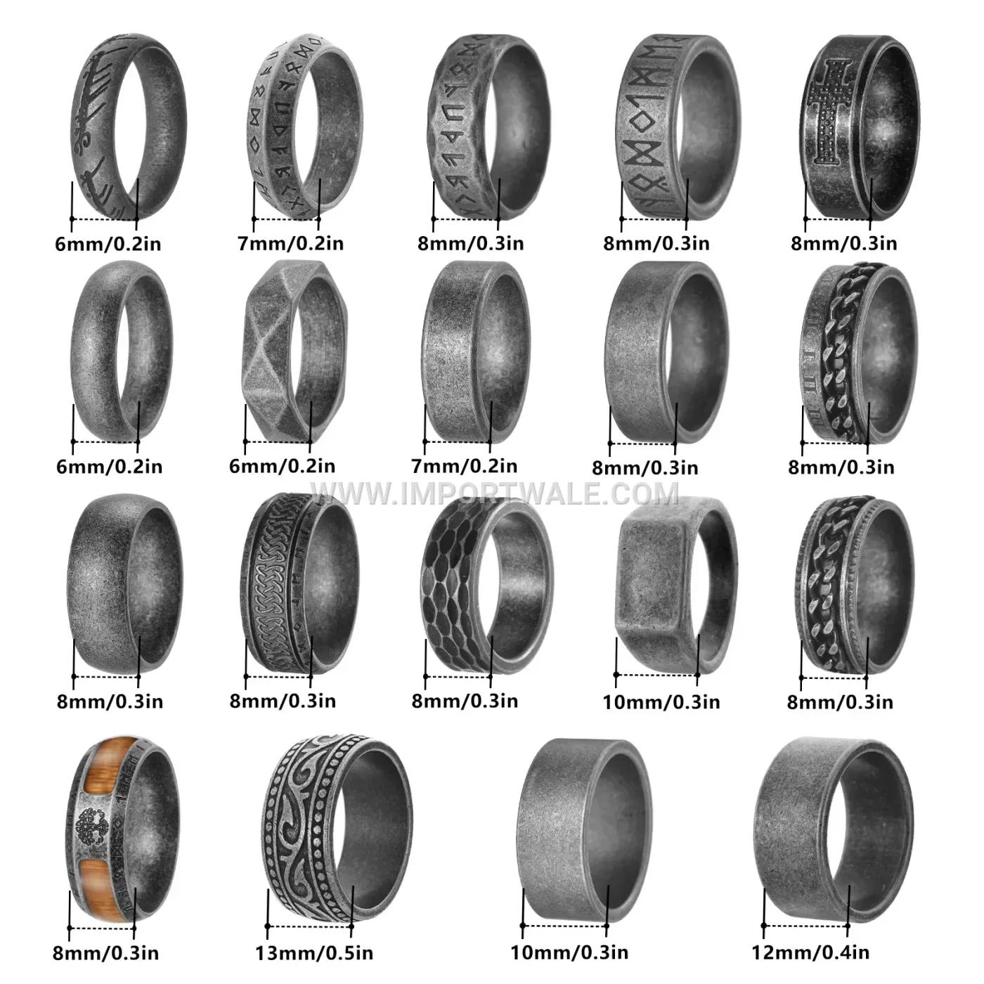 Vintage Distressed Stainless Steel Men's Ring