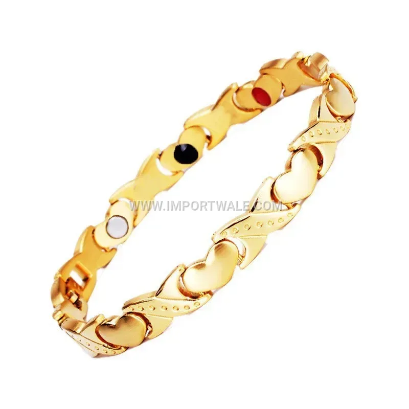 Titanium Steel Magnetic Heart Charm Bracelet for Couples