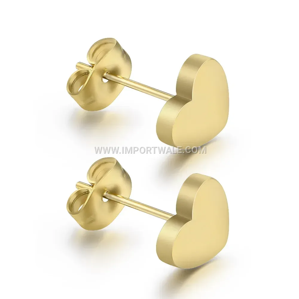 Polished Heart Stainless Steel Stud Earrings