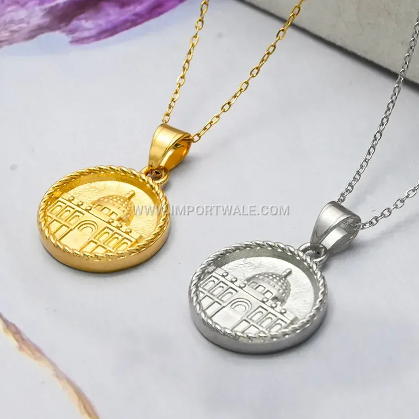 Stainless Steel Jerusalem Arabic Calligraphy Pendant Necklace
