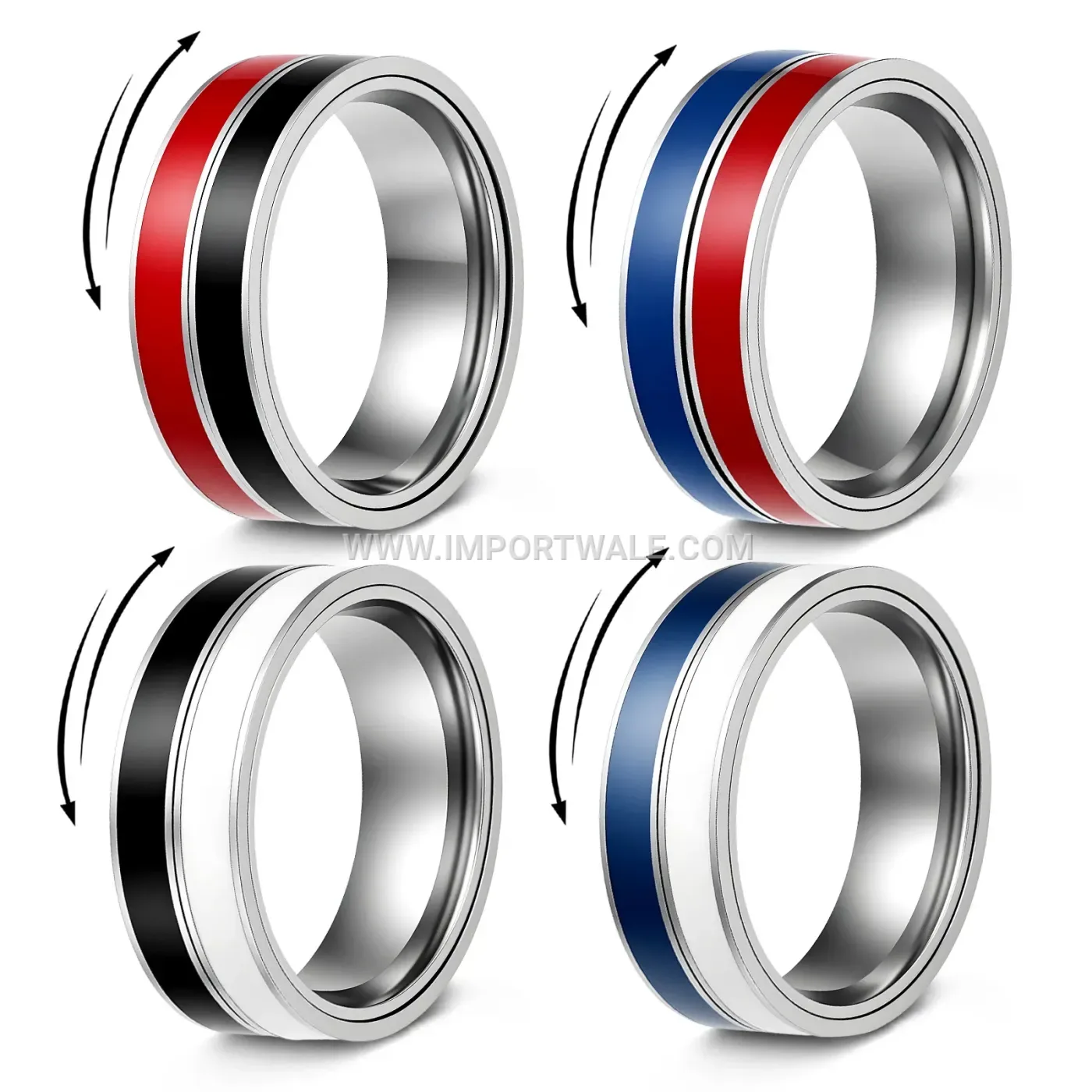 Two-Tone Geometric Spinning Stainless Steel Band Ring