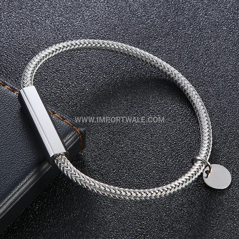 Industrial Steel Wire Cable Bangle Bracelet with Modern Accents