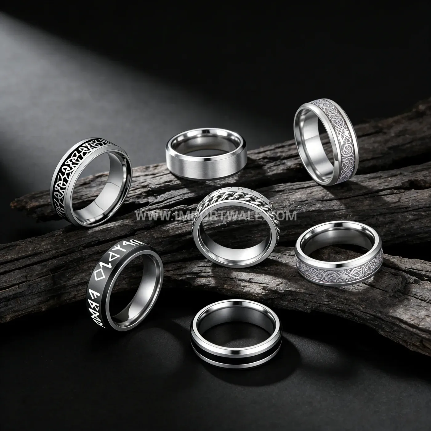 Diagonal Matte Finish Stainless Steel 8mm Band Ring