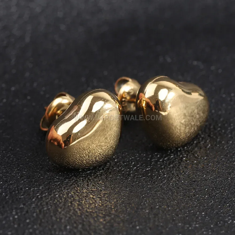 Minimalist Gold Plated Stainless Steel Heart Stud Earrings