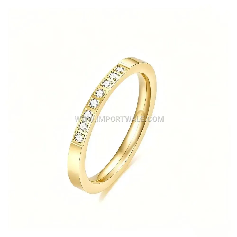 Geometrically Carved Stainless Steel Zircon Band Ring